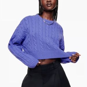 Aritzia Sunday Best Cable Knit Cropped Sweater - Purple